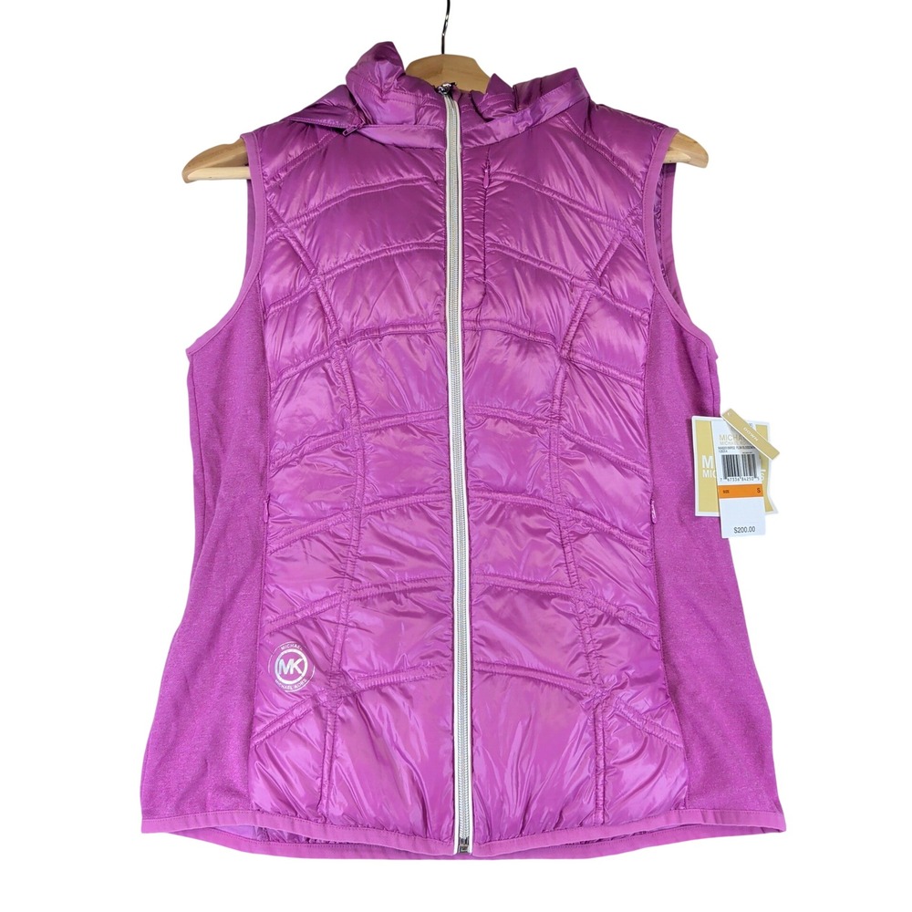 Michael Kors Women Plum Blossom Hooded Down Puffer Vest Small MA820186R32